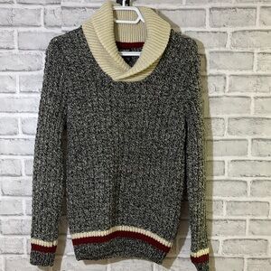 FarWest Black and Cream Turtleneck Sweater, small